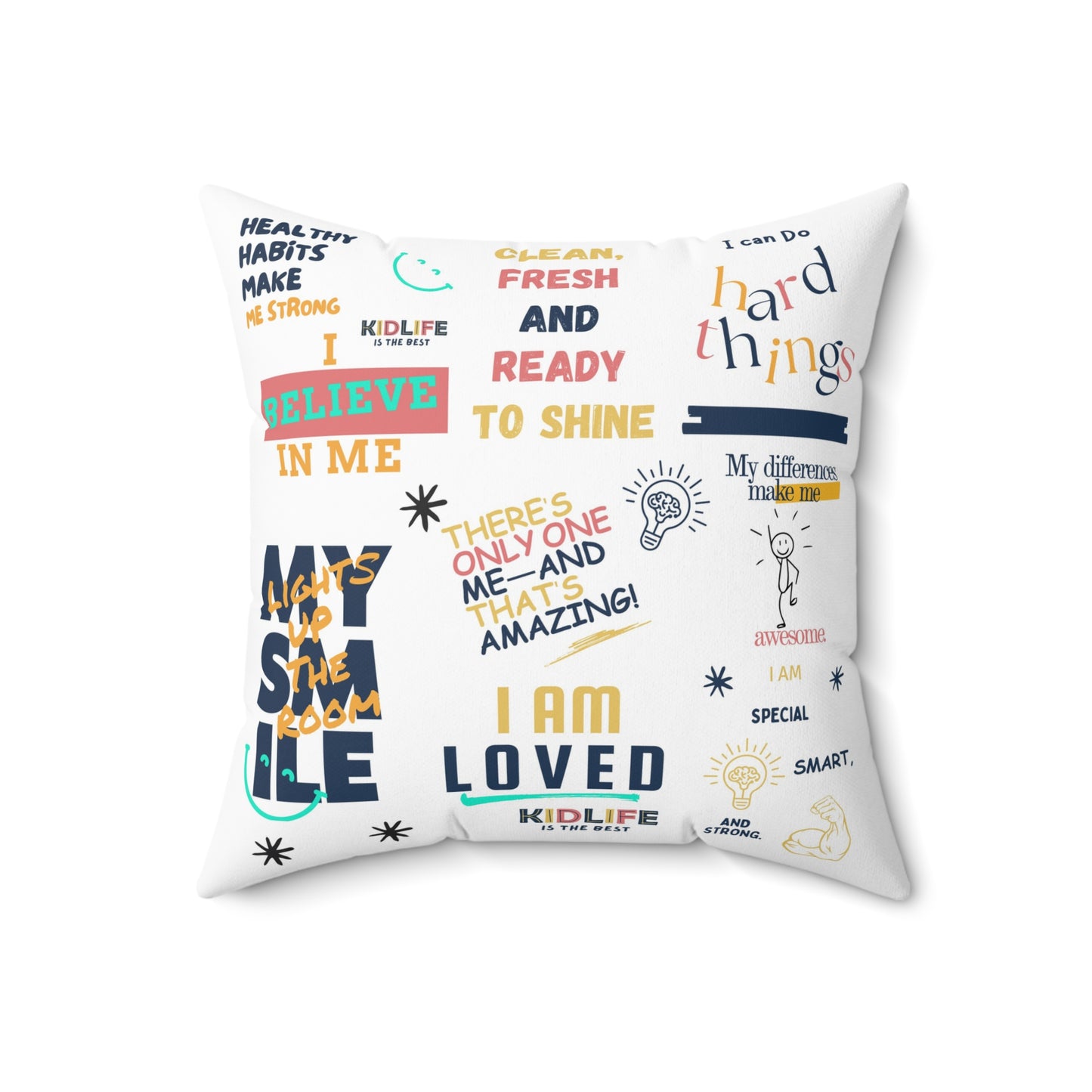 Kidlife Inspirational Quote Pillow, Motivational Home Decor, Gift for Kids Room, Confidence Decorative Cushion, Positive Affirmation Pillow