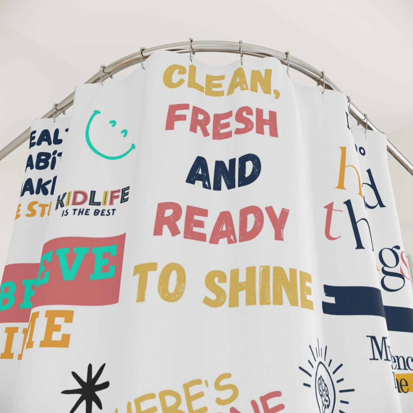 Kidlife Affirmation Shower Curtain – Bright, Inspiring, and Confidence-Boosting Décor for Kids