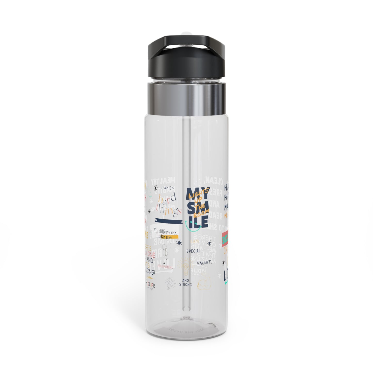 Kidlife Inspirational Sport Bottle, 20oz Water Bottle for Motivation, Fitness, Gym, Hydration, Daily Reminders, Health Goals