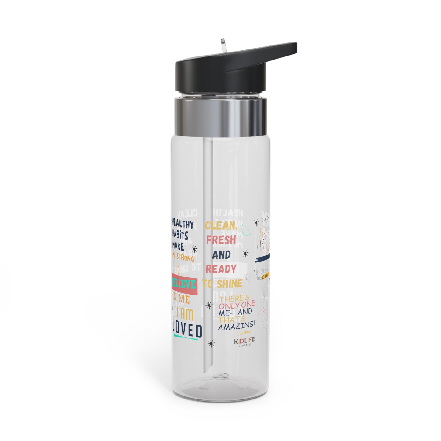 Kidlife Inspirational Sport Bottle, 20oz Water Bottle for Motivation, Fitness, Gym, Hydration, Daily Reminders, Health Goals