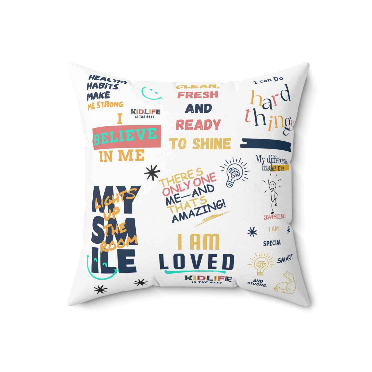 Kidlife Inspirational Quote Pillow, Motivational Home Decor, Gift for Kids Room, Confidence Decorative Cushion, Positive Affirmation Pillow