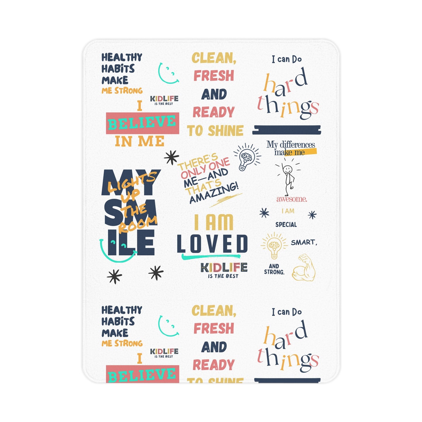 Kidlife Inspirational Toddler Blanket, Motivational Kids Throw, Positive Affirmation Nursery Decor, Gift for Baby Showers, Kids Bedding