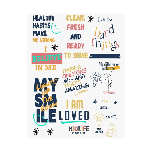 Vertical Posters, KIDLIFE Affirmation Collection Motivational Wall Art Poster, Kid's Room Decor