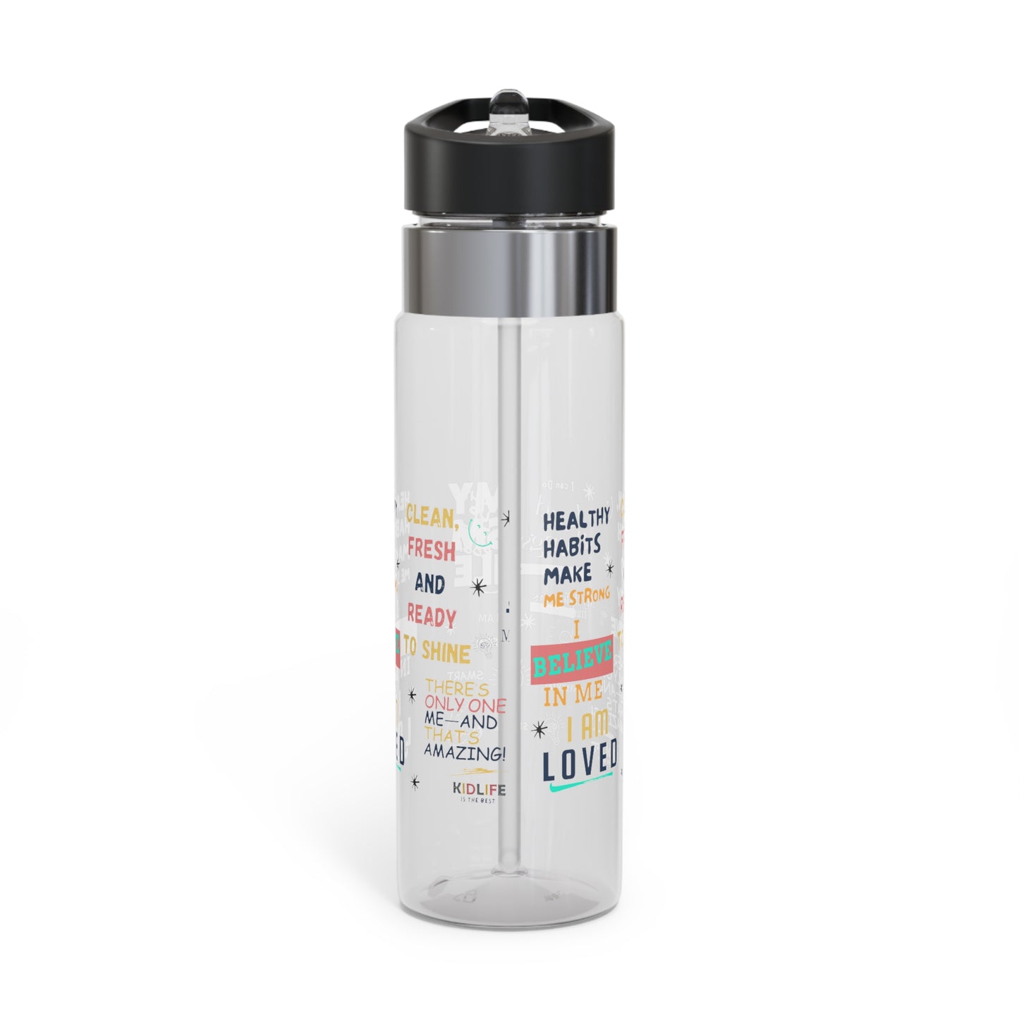 Kidlife Inspirational Sport Bottle, 20oz Water Bottle for Motivation, Fitness, Gym, Hydration, Daily Reminders, Health Goals