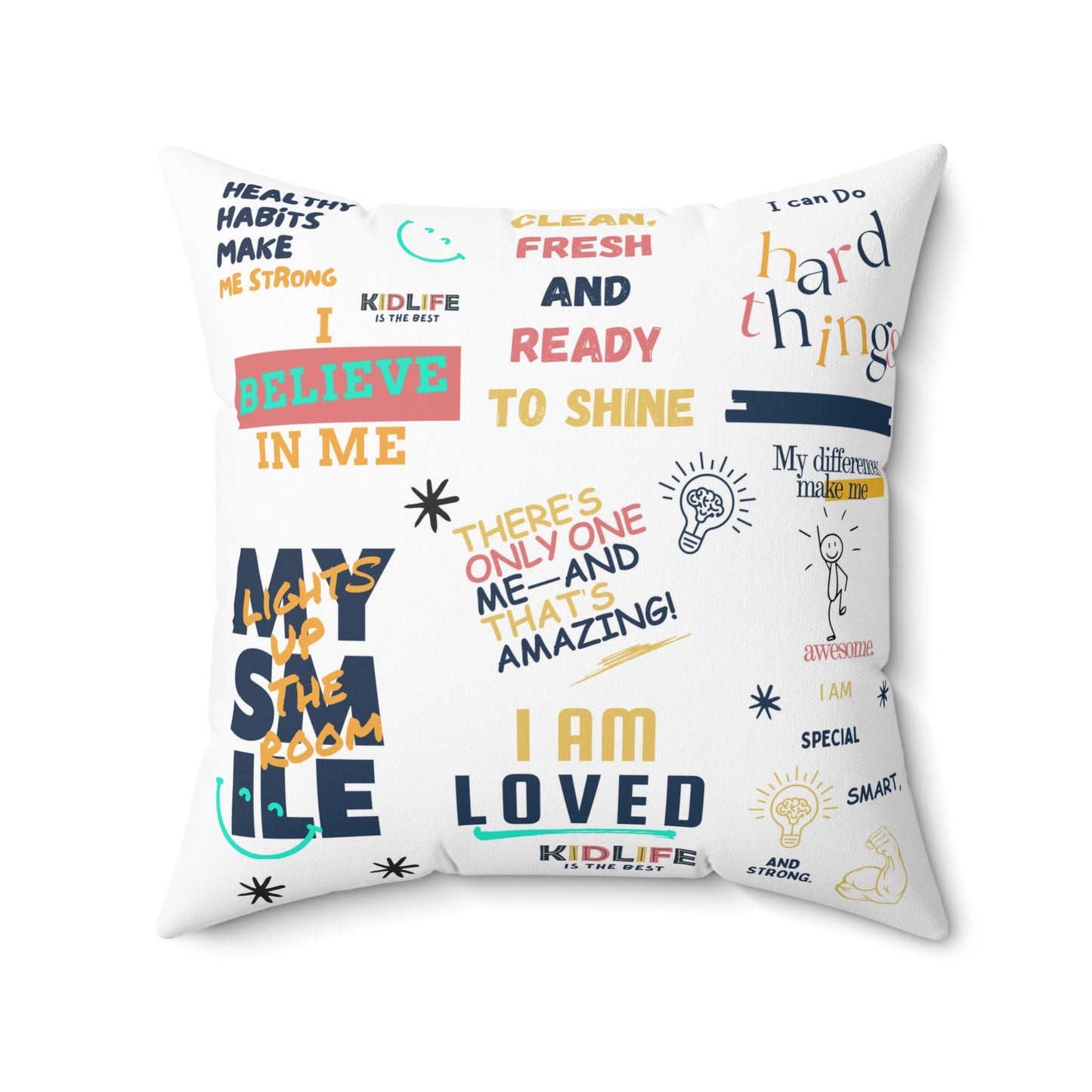 Kidlife Inspirational Quote Pillow, Motivational Home Decor, Gift for Kids Room, Confidence Decorative Cushion, Positive Affirmation Pillow