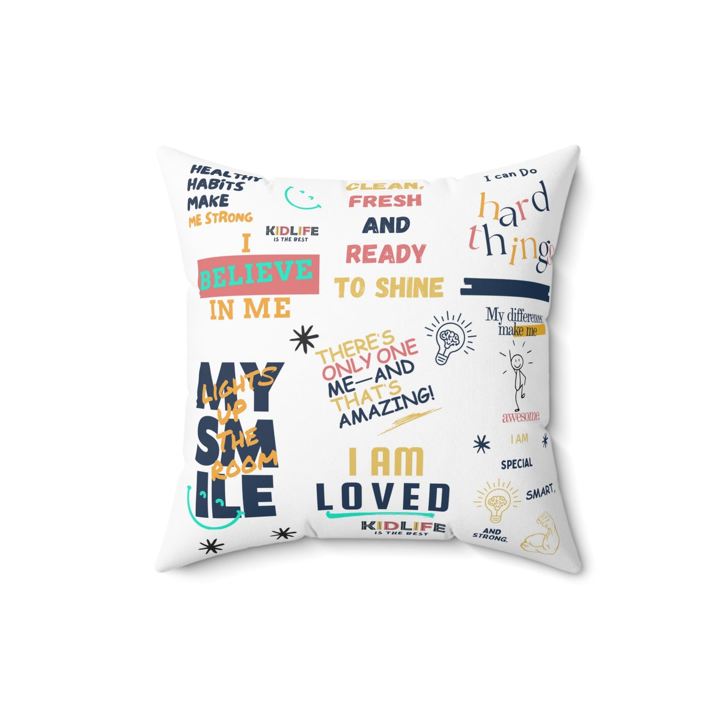Kidlife Inspirational Quote Pillow, Motivational Home Decor, Gift for Kids Room, Confidence Decorative Cushion, Positive Affirmation Pillow
