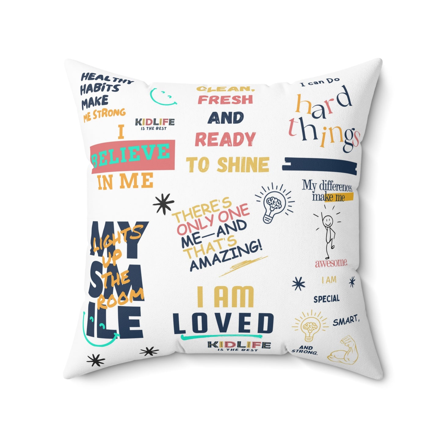 Kidlife Inspirational Quote Pillow, Motivational Home Decor, Gift for Kids Room, Confidence Decorative Cushion, Positive Affirmation Pillow