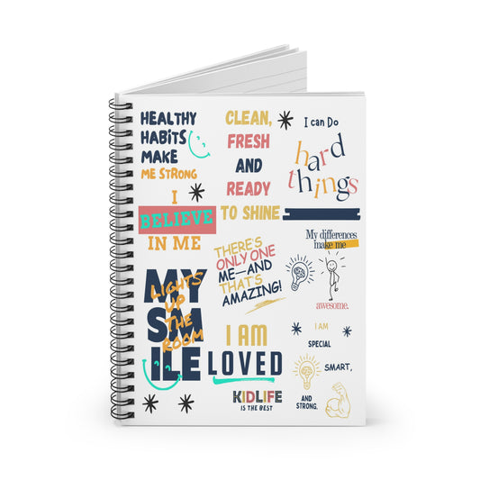 Kidlife Inspirational Spiral Notebook - Self-Love Quote, Journaling, School Supplies, Gift for Friends, Positive Affirmation