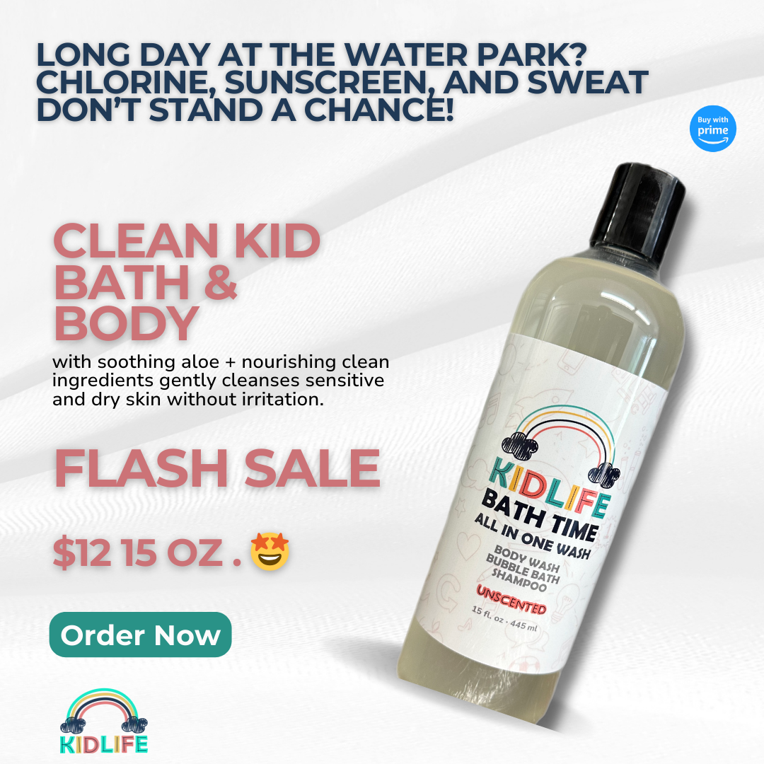 Kidlife Natural Bath Time 3 In 1 Shea & Organic Aloe Body Wash- Herbal Unscented 15 Oz. Kids Head to Toe All in one Bath and body Soap. Bubble Bath, Bodywash and Shampoo