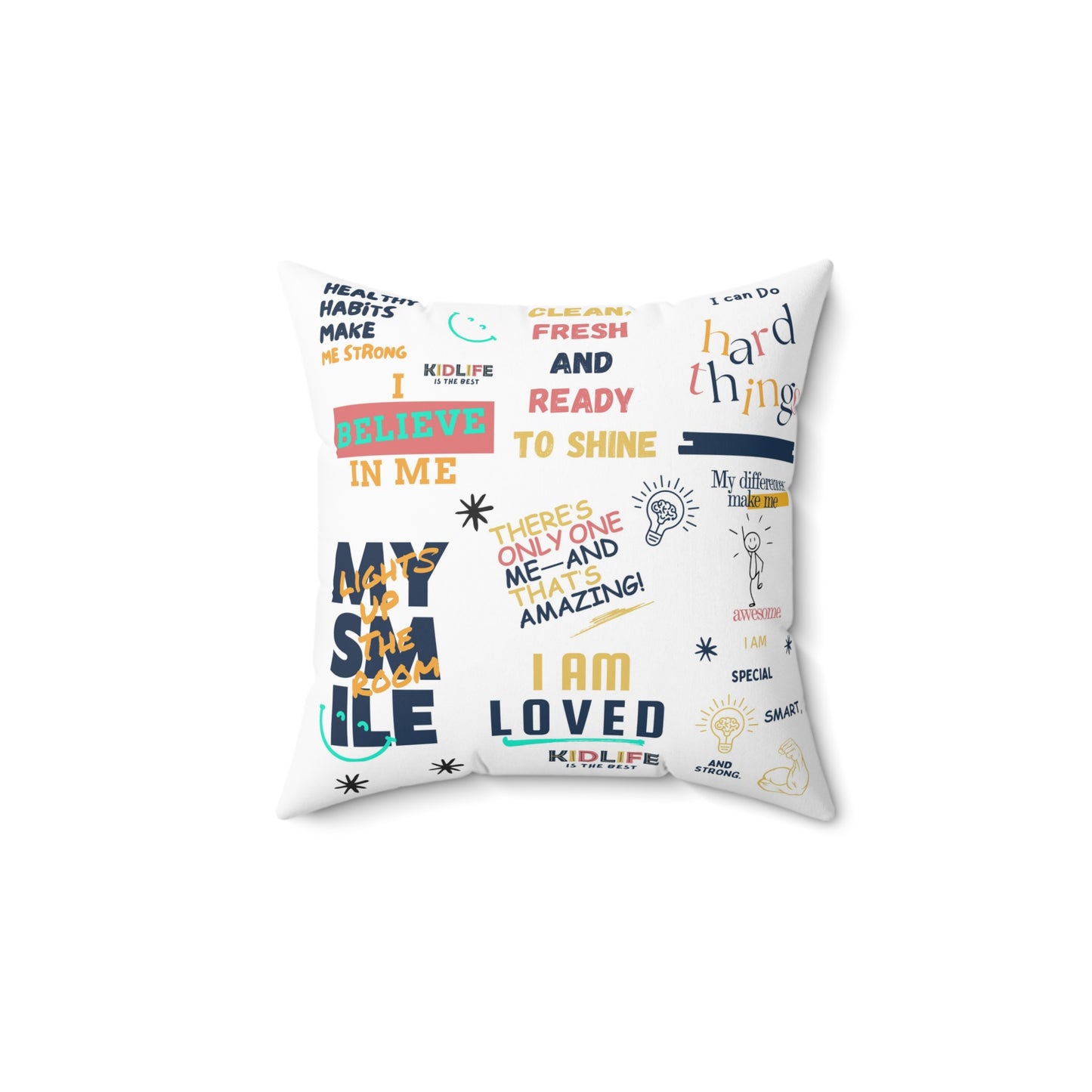Kidlife Inspirational Quote Pillow, Motivational Home Decor, Gift for Kids Room, Confidence Decorative Cushion, Positive Affirmation Pillow