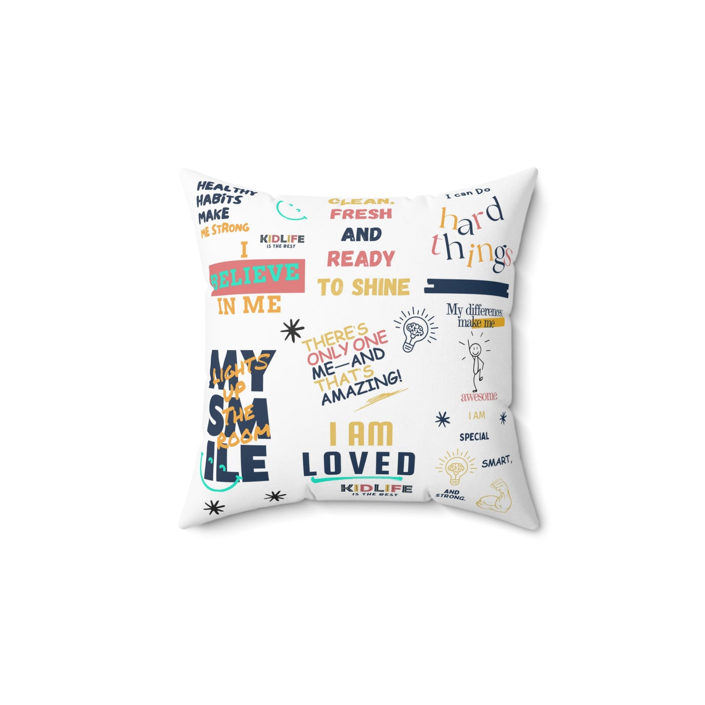 Kidlife Inspirational Quote Pillow, Motivational Home Decor, Gift for Kids Room, Confidence Decorative Cushion, Positive Affirmation Pillow
