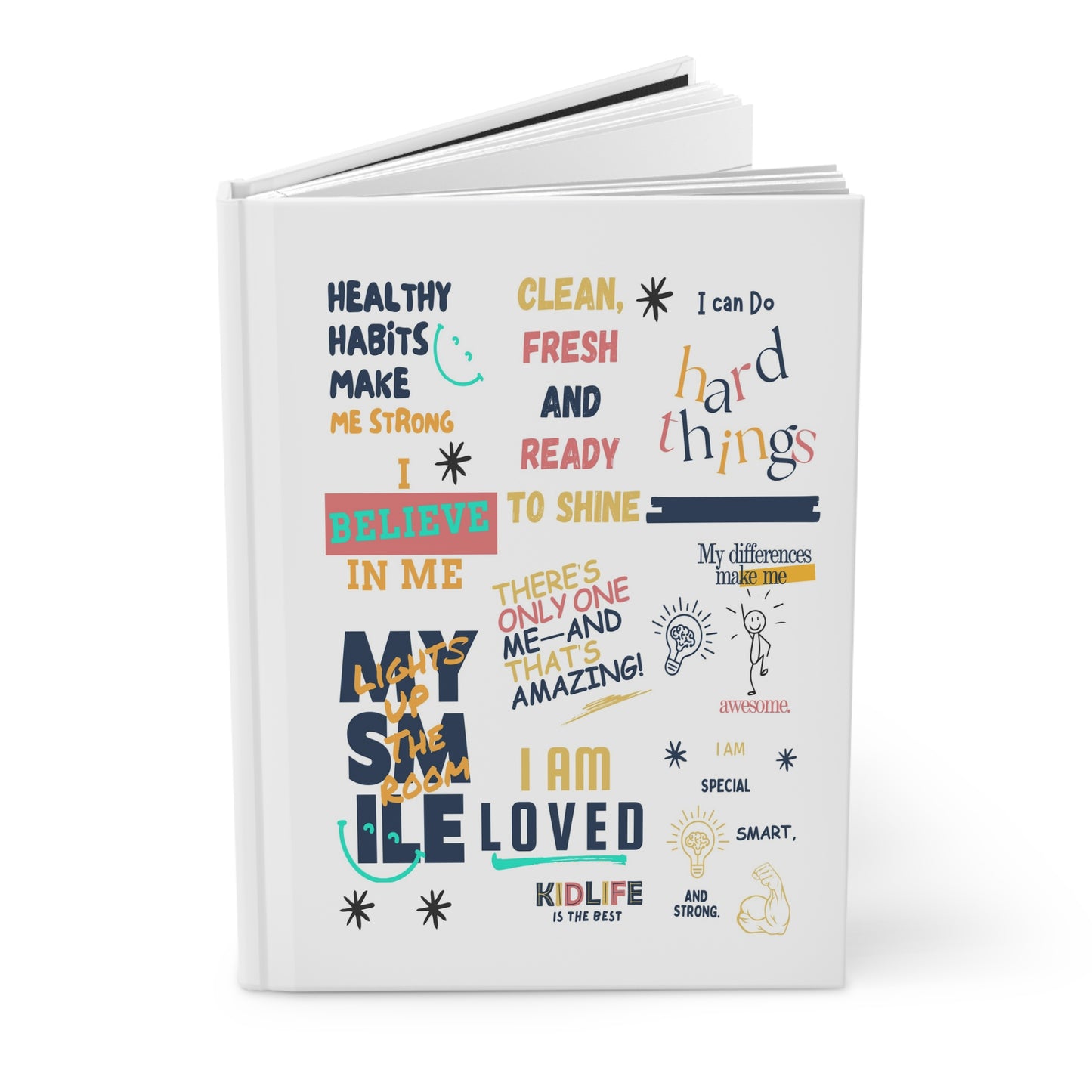 Kidlife Inspirational Hardcover Journal for Kids, Positive Affirmations Notebook, Gift for Young Minds, Self-Love Journal, Fun Diary