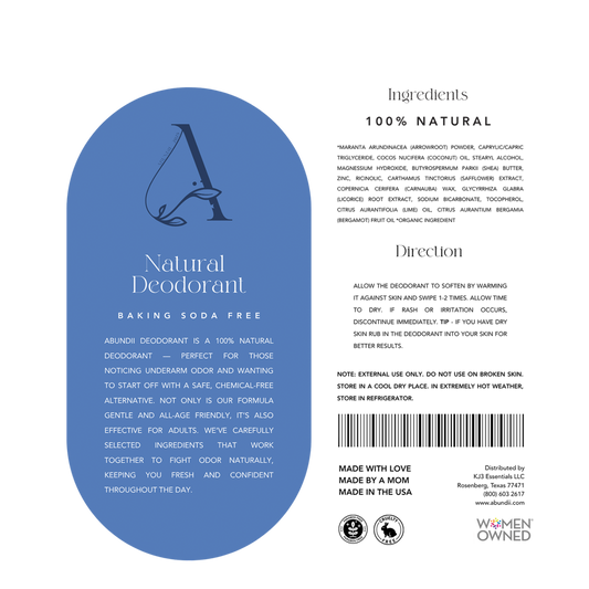 Abundii™ Citrus Natural Deodorant — Fresh, Clean Confidence for Adults & Preteens (3oz)