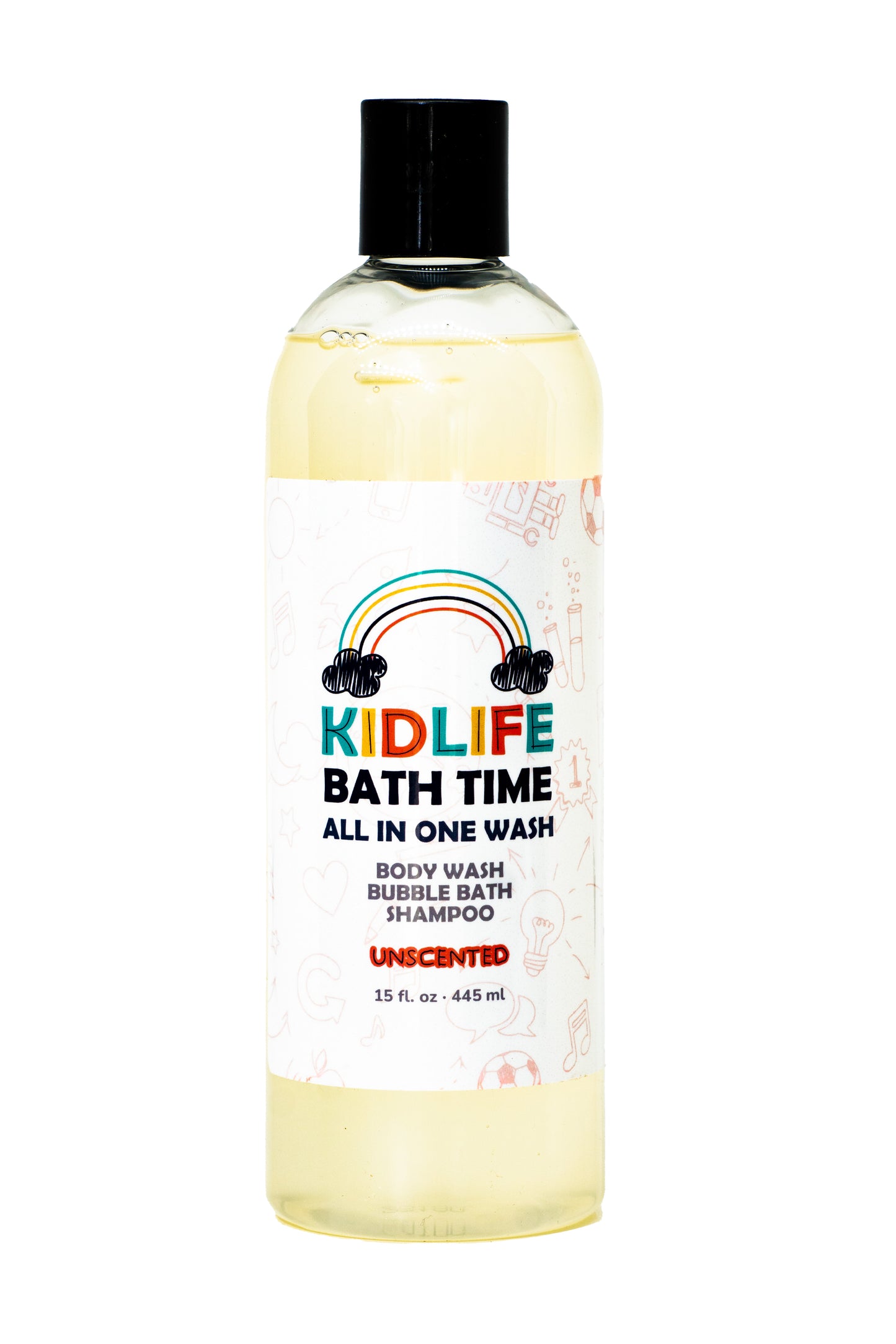 Kidlife Natural Bath Time 3 In 1 Shea & Organic Aloe Body Wash- Herbal Unscented 15 Oz. Kids Head to Toe All in one Bath and body Soap. Bubble Bath, Bodywash and Shampoo