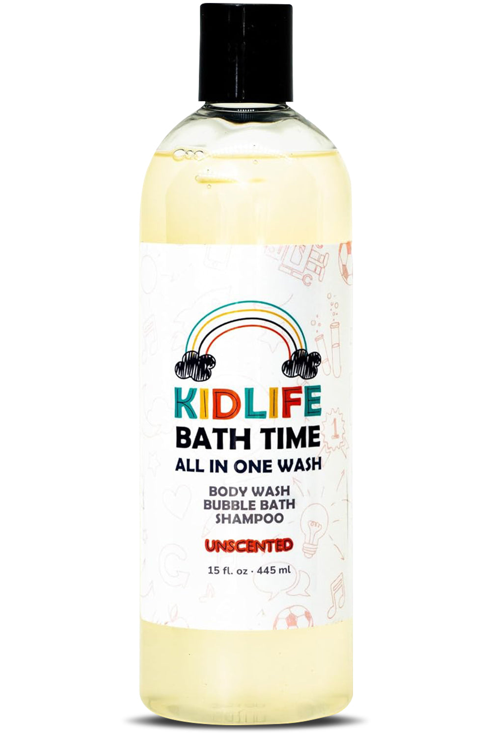 Kidlife Natural Bath Time 3 In 1 Shea & Organic Aloe Body Wash- Herbal Unscented 15 Oz. Kids Head to Toe All in one Bath and body Soap. Bubble Bath, Bodywash and Shampoo