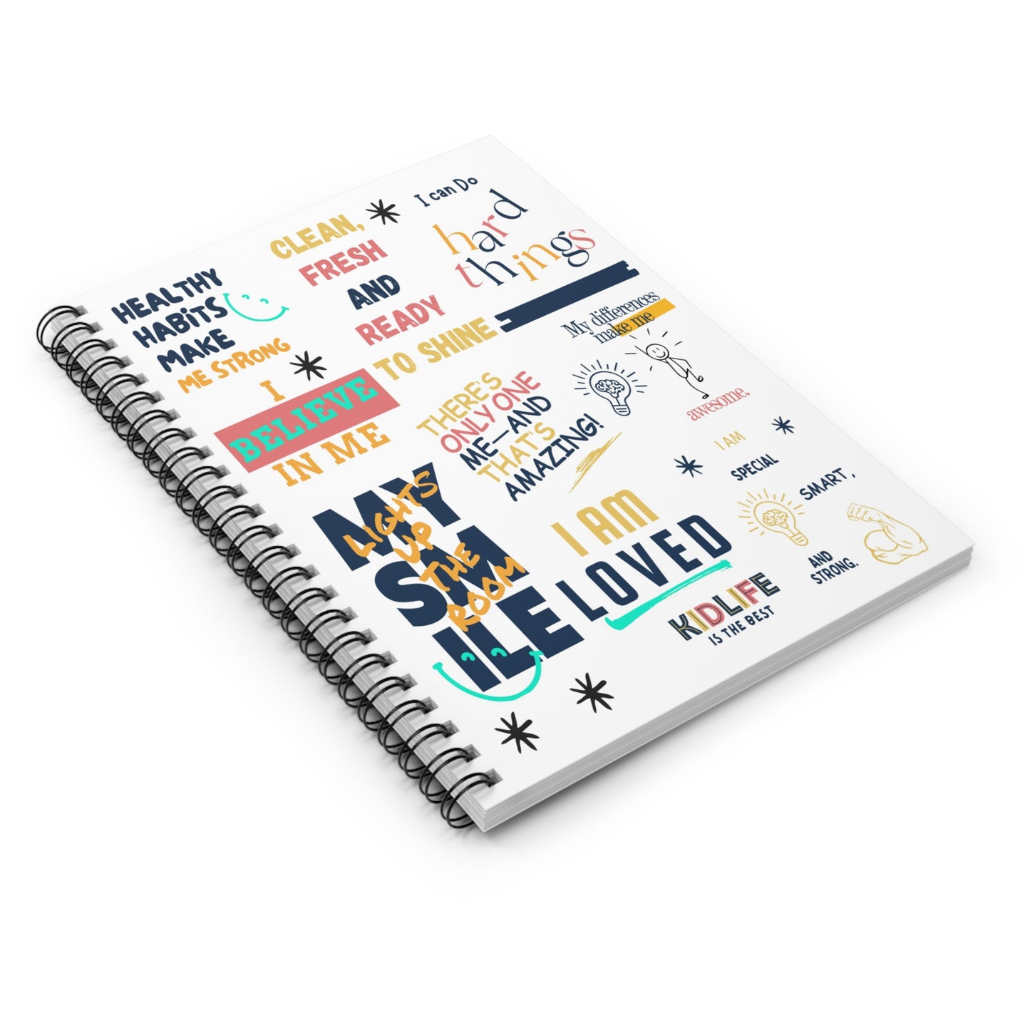 Kidlife Inspirational Spiral Notebook - Self-Love Quote, Journaling, School Supplies, Gift for Friends, Positive Affirmation