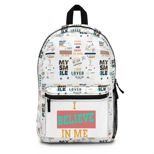 Kids Backpack 'I Believe in Me'  Inspirational Motivational School Bag