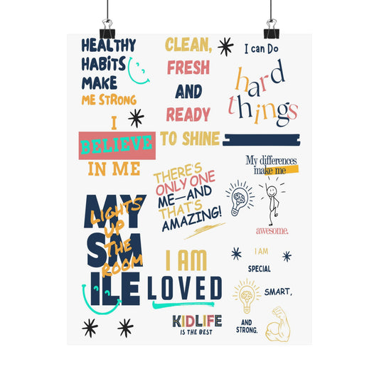 Vertical Posters, KIDLIFE Affirmation Collection Motivational Wall Art Poster, Kid's Room Decor