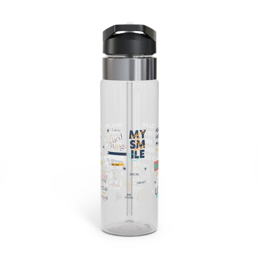 Kidlife Inspirational Sport Bottle, 20oz Water Bottle for Motivation, Fitness, Gym, Hydration, Daily Reminders, Health Goals