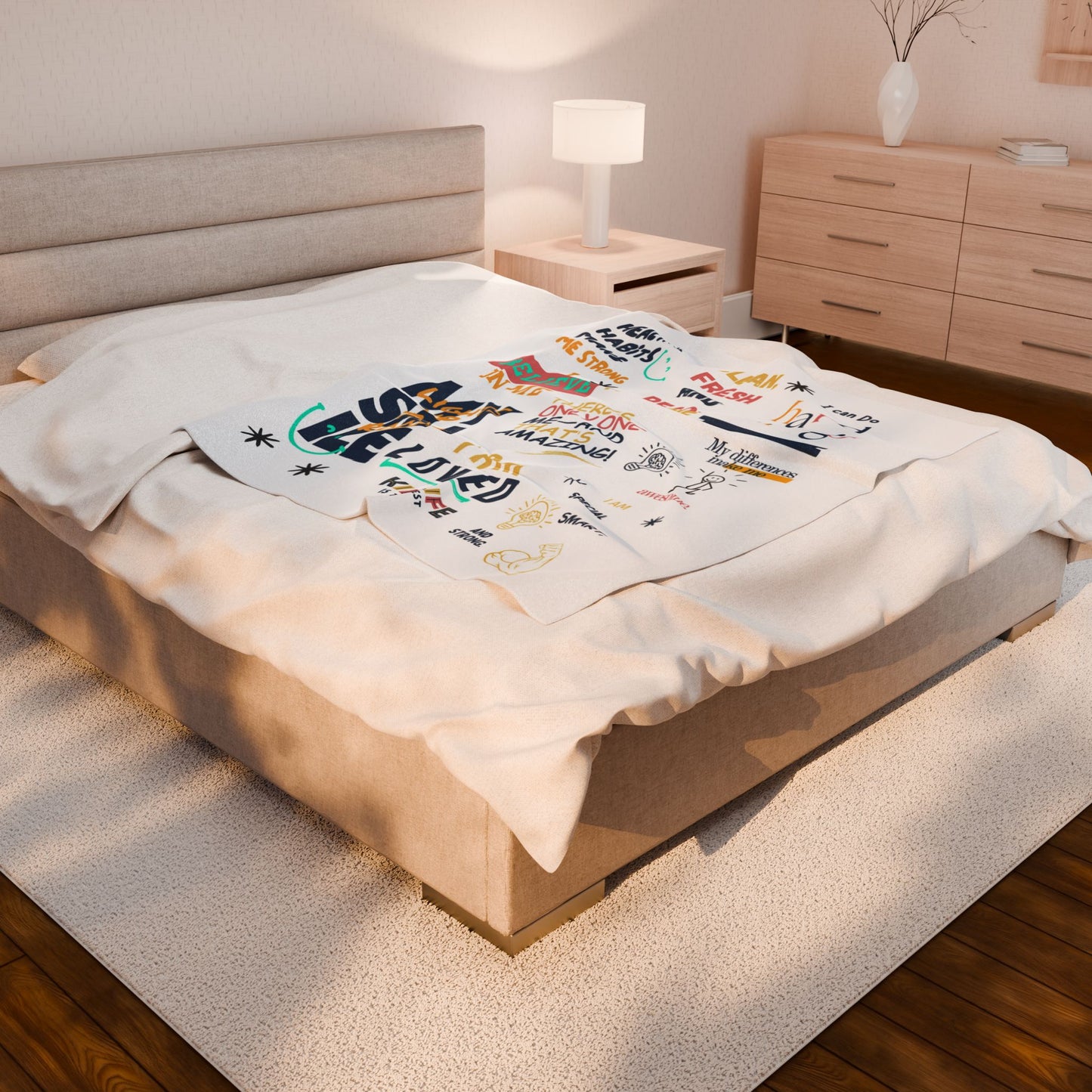 KIDLIFE Affirmation Collection Velveteen Plush Blanket - Cozy Kids Throw for Comfort, Motivation, Nursery Decor, Positive Affirmations