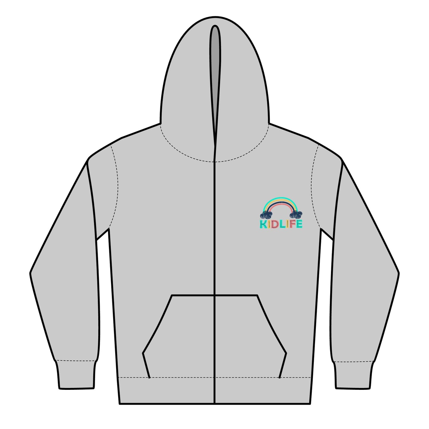 Kidlife Youth Hoodie with Rainbow Design - Perfect for Kids, KDLIFE, Zipped Sweatshirt, Cozy Gift, Casual Wear, Gift for Teens