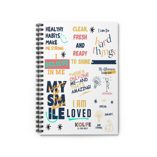 Kidlife Inspirational Spiral Notebook - Self-Love Quote, Journaling, School Supplies, Gift for Friends, Positive Affirmation