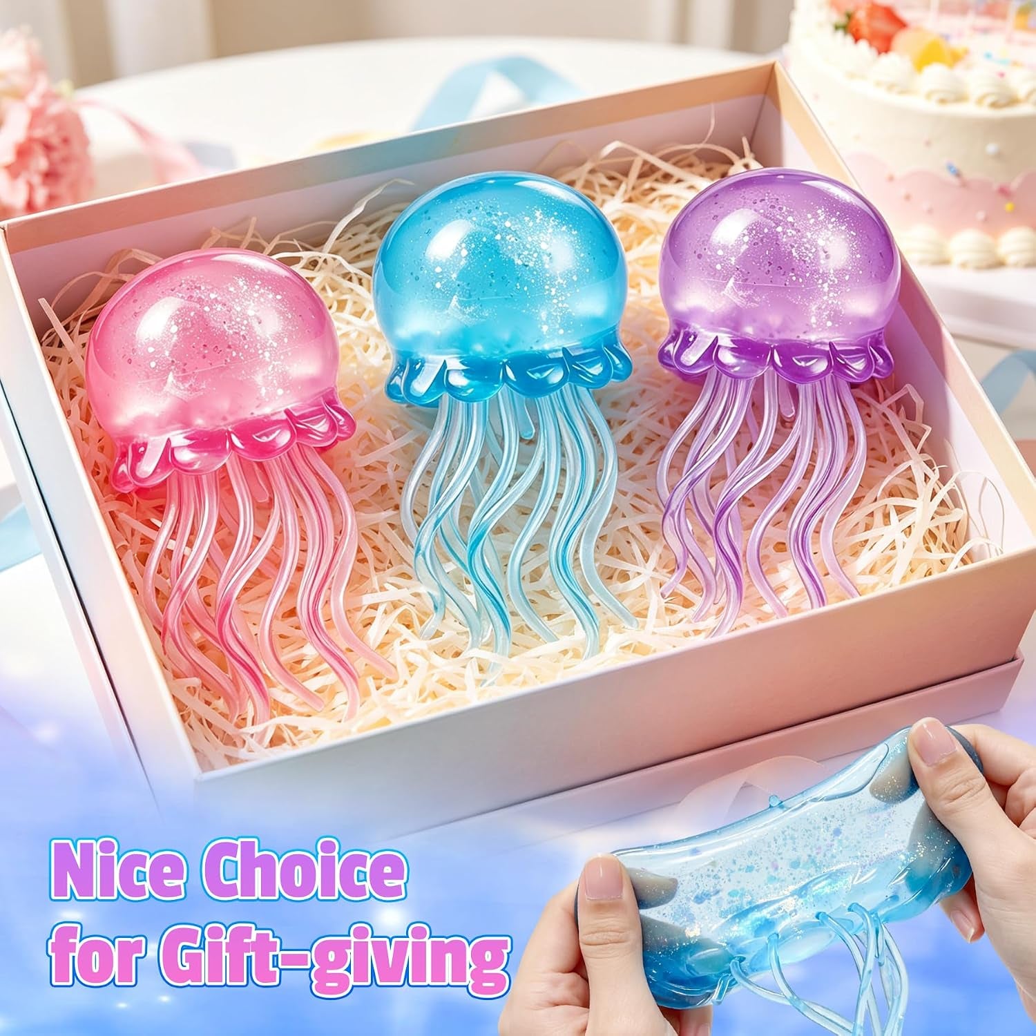Jellyfish Squishy, 3.93In Squeeze Toys Slow Rise Squishies Sensory Fidget Toys Perfect Small Gifts for Party Classroom Family Suitable for Adults Teenagers and Children (Pink)