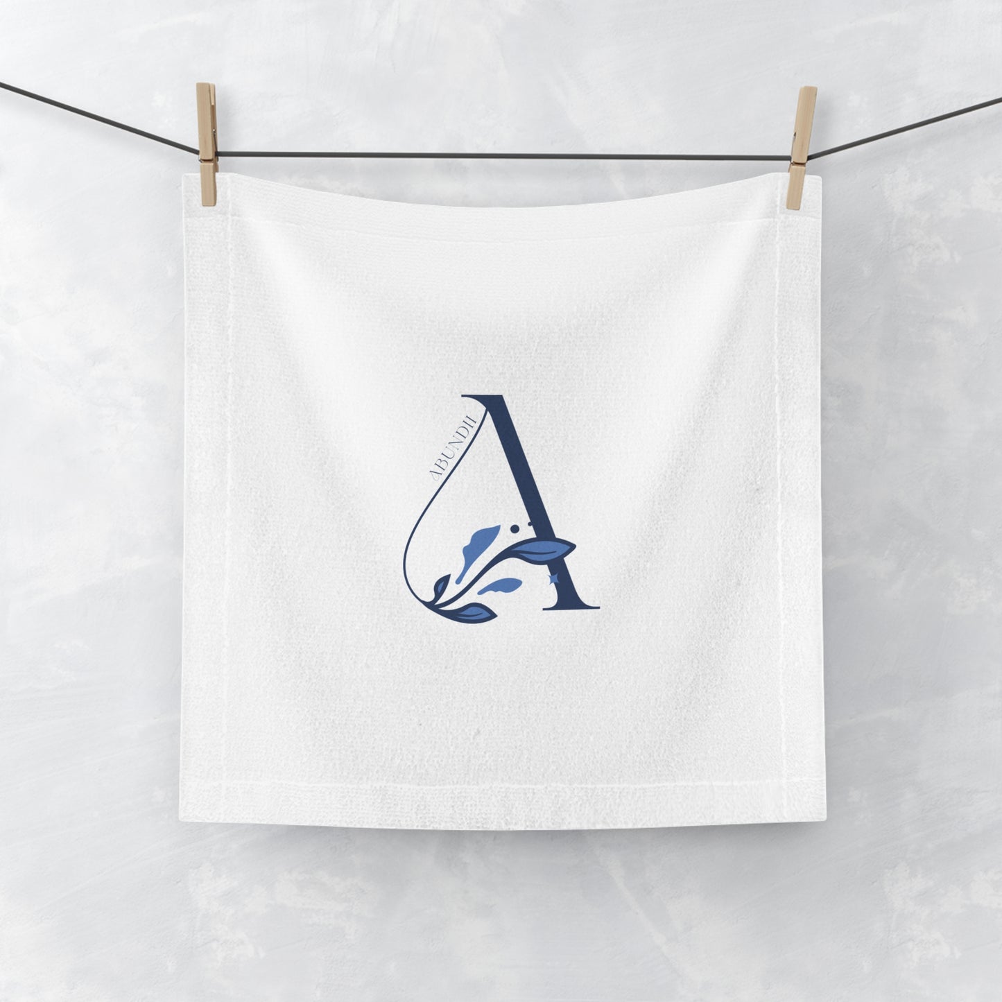 Abundii Monogram Face Towel, Custom Bath Towels, Bridal Gift, Spa Accessories, Home Decor, Blue Initial Towel