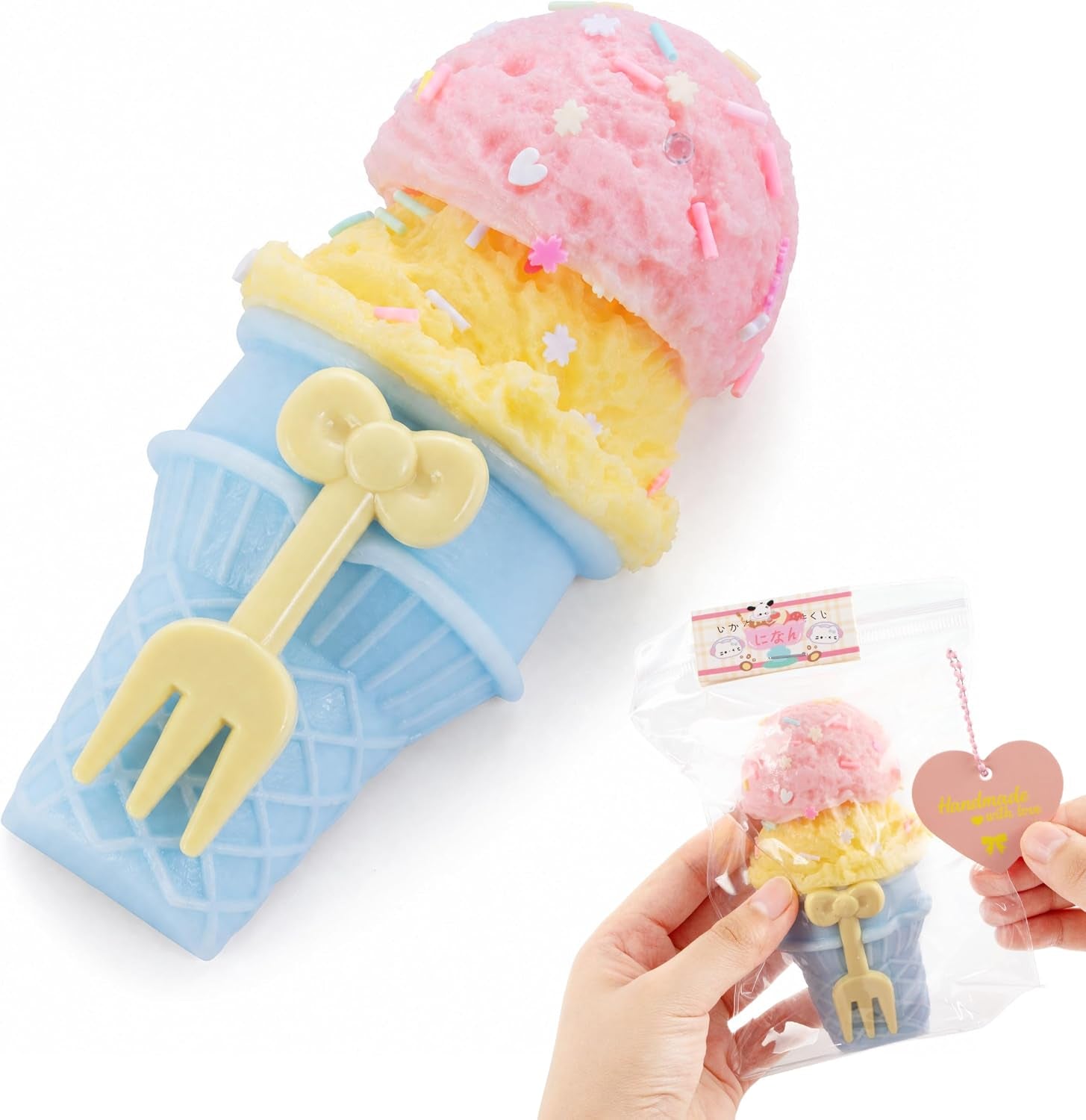 Handmade Taba Ice Cream Squishy - Ultra-Soft Food-Grade Silicone Squeeze Kids Toys& Adults, Perfect Fidget Toys for Stress Relief, Sensory Play, and Kids Party Favors