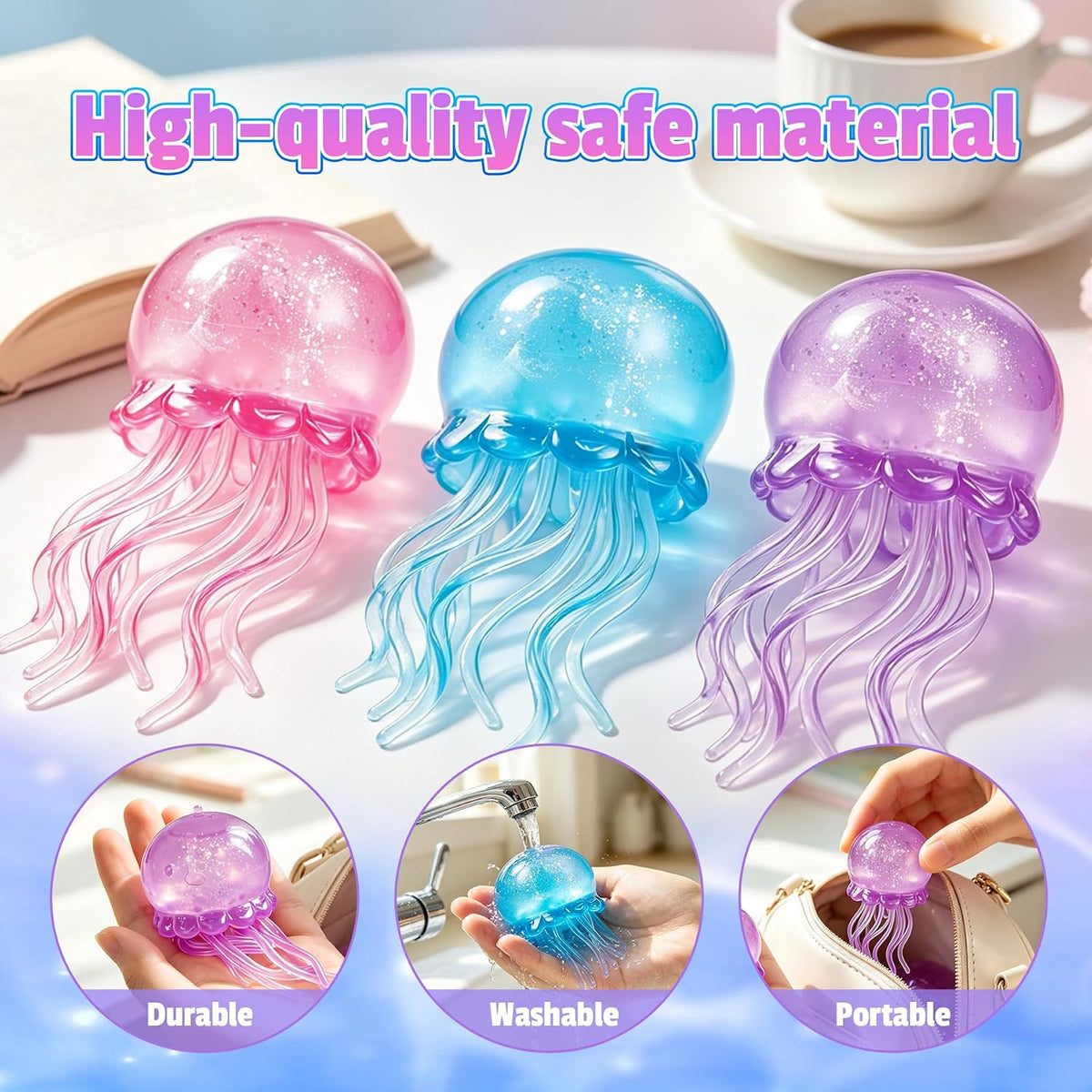 Jellyfish Squishy, 3.93In Squeeze Toys Slow Rise Squishies Sensory Fidget Toys Perfect Small Gifts for Party Classroom Family Suitable for Adults Teenagers and Children (Pink)