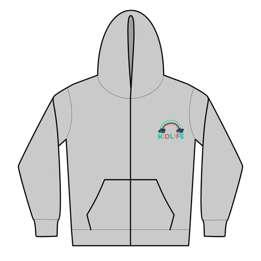 Kidlife Youth Hoodie with Rainbow Design - Perfect for Kids, KDLIFE, Zipped Sweatshirt, Cozy Gift, Casual Wear, Gift for Teens