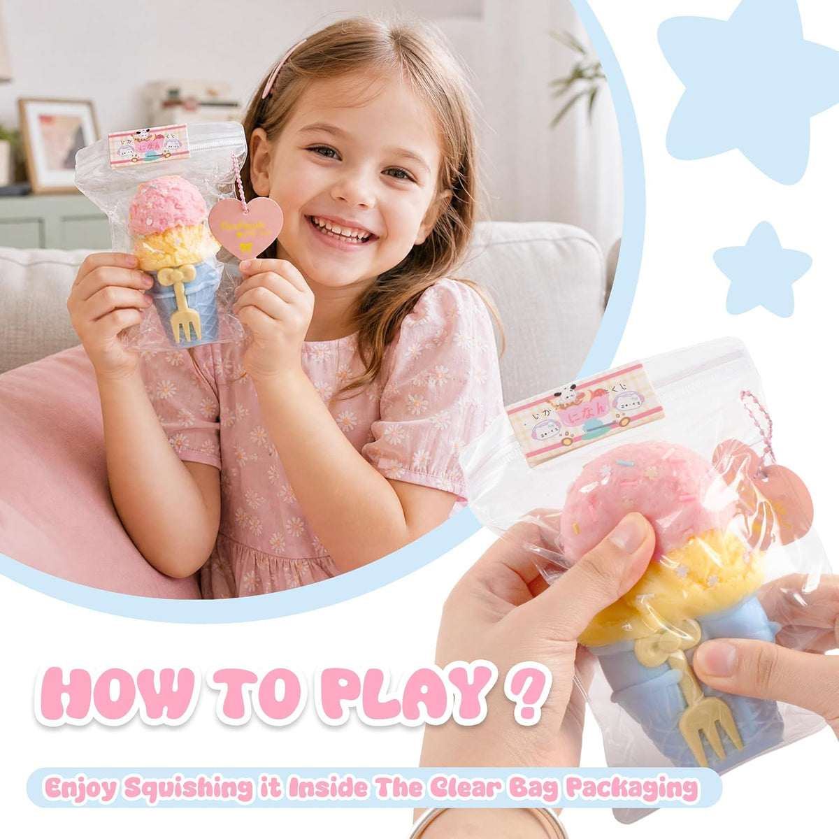 Handmade Taba Ice Cream Squishy - Ultra-Soft Food-Grade Silicone Squeeze Kids Toys& Adults, Perfect Fidget Toys for Stress Relief, Sensory Play, and Kids Party Favors
