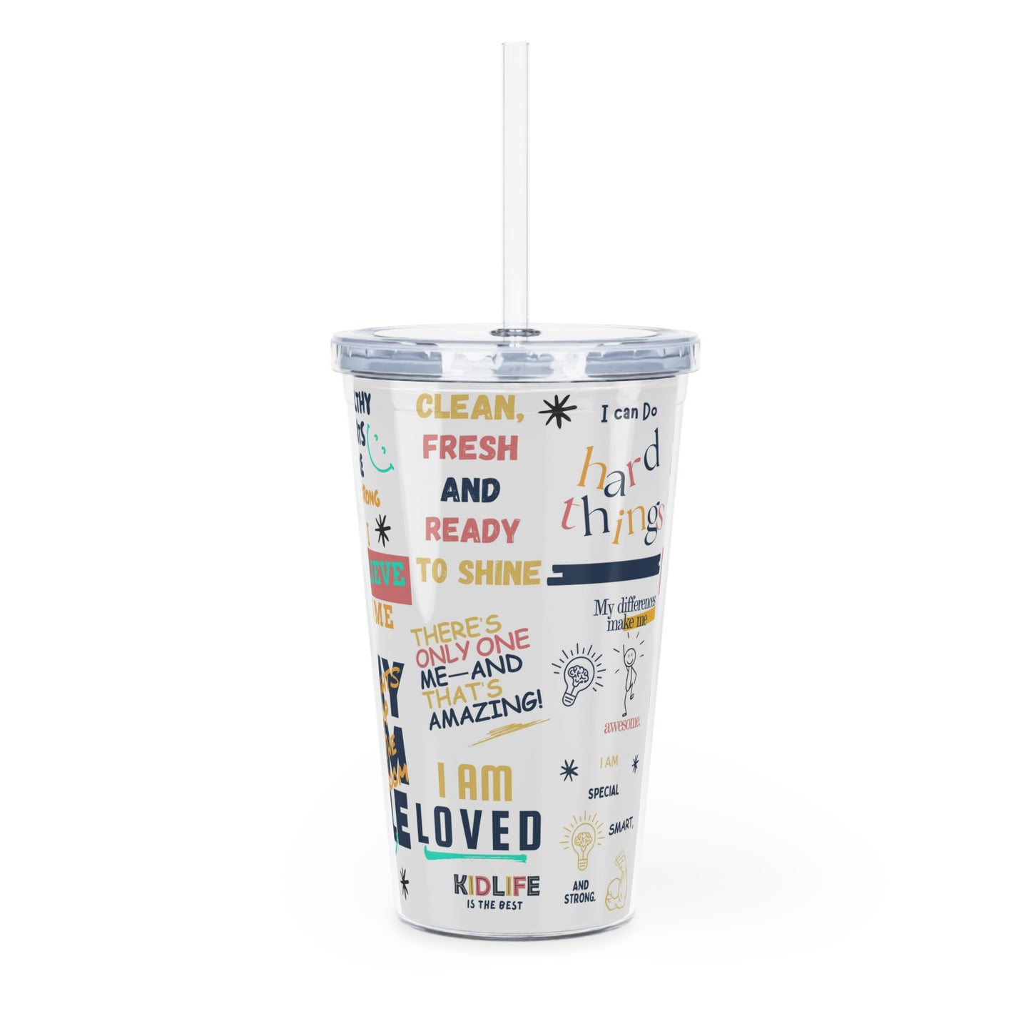 Kidlife Positive Affirmation Tumbler, Motivational Drinkware, Eco-Friendly Gift, Self-Care Reminder, Birthday/Graduation Present, Inspirational Cup
