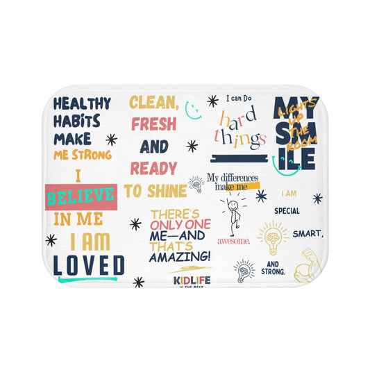 Inspirational Bath Mat | Motivational Bathroom Decor for Kids, Positive Affirmations, Kids Room Accessory, Non-Slip Bath Rug, Gift Idea