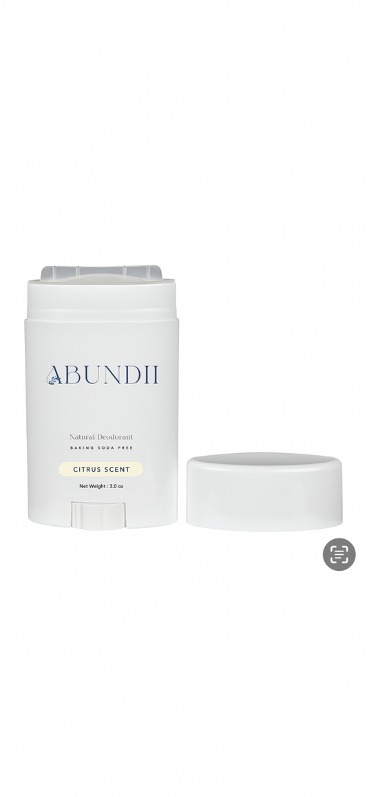 Abundii™ Citrus Natural Deodorant — Fresh, Clean Confidence for Adults & Preteens (3oz)