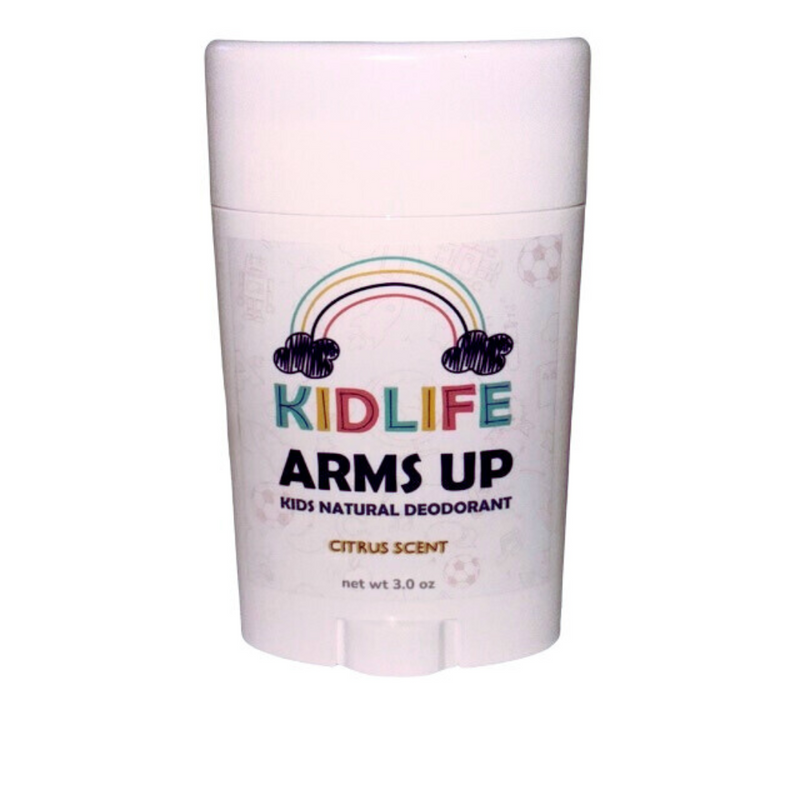KIDLIFE Arm's Up Natural & Organic Deodorant for Kids - 3 oz, Light Citrus Scent, Vegan, Hypoallergenic, with Baking Soda and Essential Oils