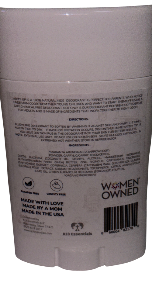 KIDLIFE Arm's Up Natural & Organic Deodorant for Kids - 3 oz, Light Citrus Scent, Vegan, Aluminum Free, Hypoallergenic, with Baking Soda and Essential Oils
