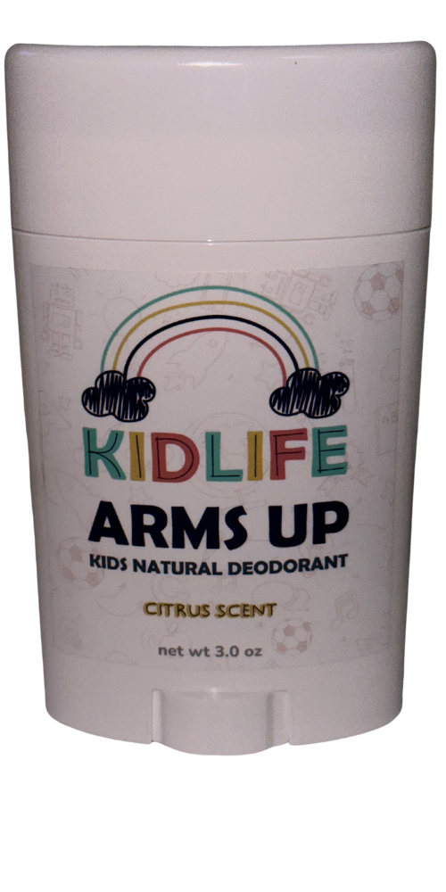 KIDLIFE Arm's Up Natural & Organic Deodorant for Kids - 3 oz, Light Citrus Scent, Vegan, Aluminum Free, Hypoallergenic, with Baking Soda and Essential Oils