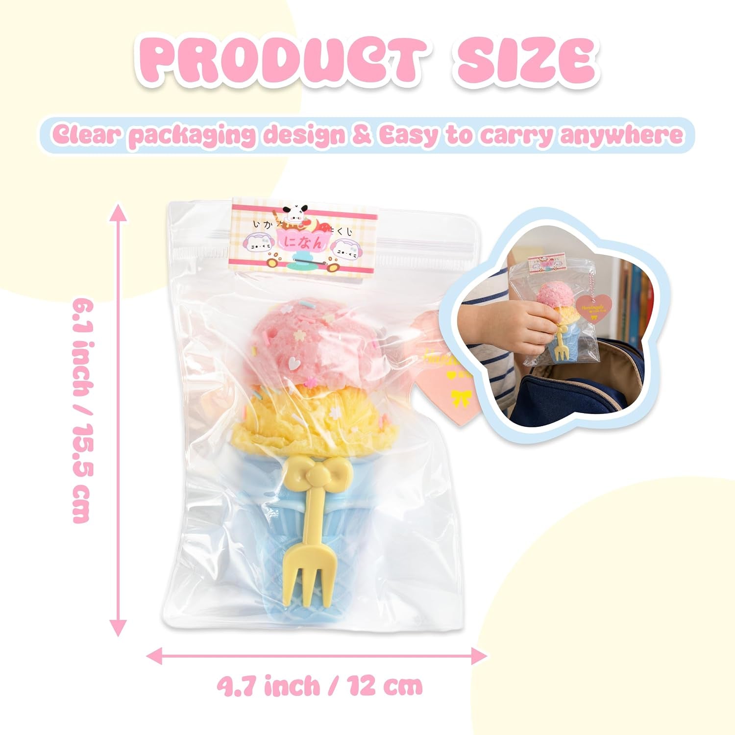 Handmade Taba Ice Cream Squishy - Ultra-Soft Food-Grade Silicone Squeeze Kids Toys& Adults, Perfect Fidget Toys for Stress Relief, Sensory Play, and Kids Party Favors