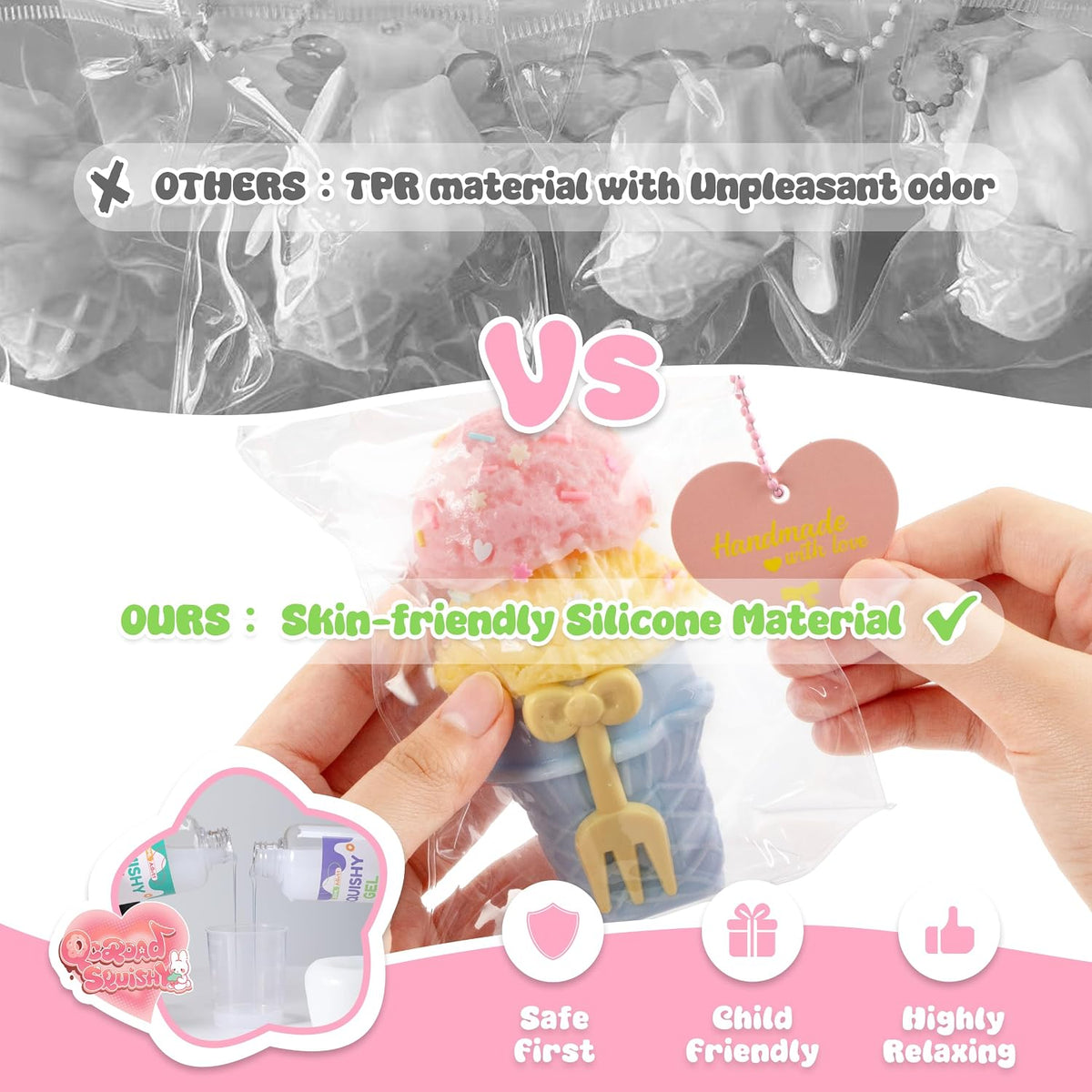 Handmade Taba Ice Cream Squishy - Ultra-Soft Food-Grade Silicone Squeeze Kids Toys& Adults, Perfect Fidget Toys for Stress Relief, Sensory Play, and Kids Party Favors