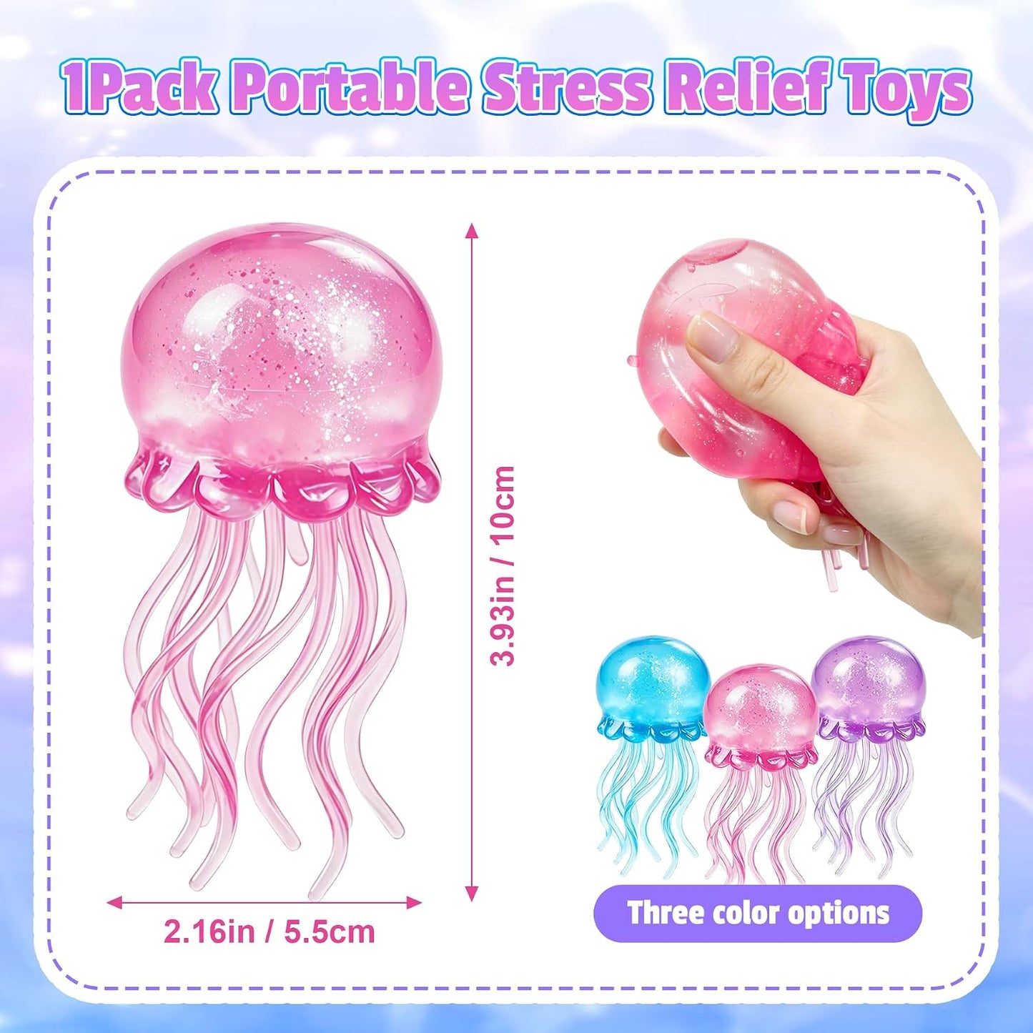 Jellyfish Squishy, 3.93In Squeeze Toys Slow Rise Squishies Sensory Fidget Toys Perfect Small Gifts for Party Classroom Family Suitable for Adults Teenagers and Children (Pink)