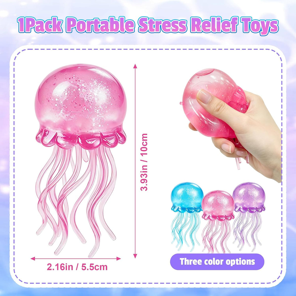 Jellyfish Squishy, 3.93In Squeeze Toys Slow Rise Squishies Sensory Fidget Toys Perfect Small Gifts for Party Classroom Family Suitable for Adults Teenagers and Children (Pink)
