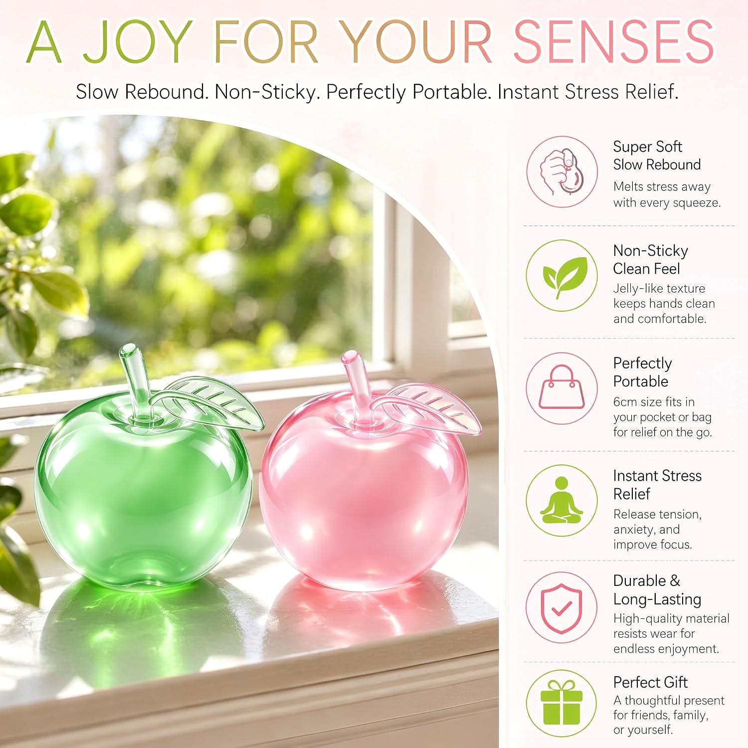 Apple Squishy Fidget Toys – 2-Pack Slow-Rising Sensory Set