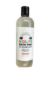 Kidlife Natural Bath Time 3 In 1 Shea & Organic Aloe Body Wash- Herbal Unscented  15 Oz. Kids Head to Toe All in one Bath and body Soap. Bubble Bath, Bodywash and Shampoo
