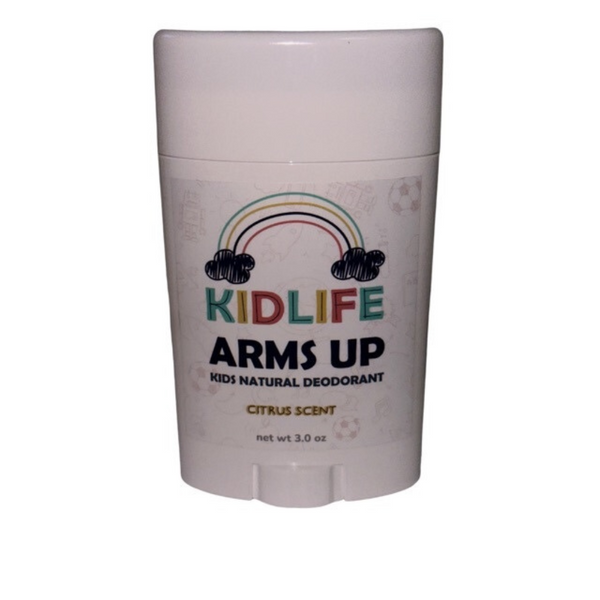 KIDLIFE Arm's Up Natural & Organic Deodorant for Kids - 3 oz, Light Citrus Scent, Vegan, Hypoallergenic, with Baking Soda and Essential Oils
