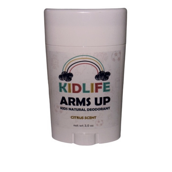 KIDLIFE Arm's Up Natural & Organic Deodorant for Kids - 3 oz, Light Citrus Scent, Vegan, Aluminum Free, Hypoallergenic, with Baking Soda and Essential Oils