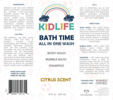 KIDLIFE NATURAL BATH TIME 3 IN 1  ALOE & SHEA BODY WASH, BUBBLE BATH AND SHAMPOO- CITRUS SCENT CLEAN ALL NATURAL SOAP FOR KIDS